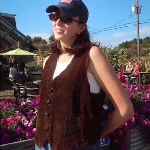 Vintage Brown Suede Button-Up Vest